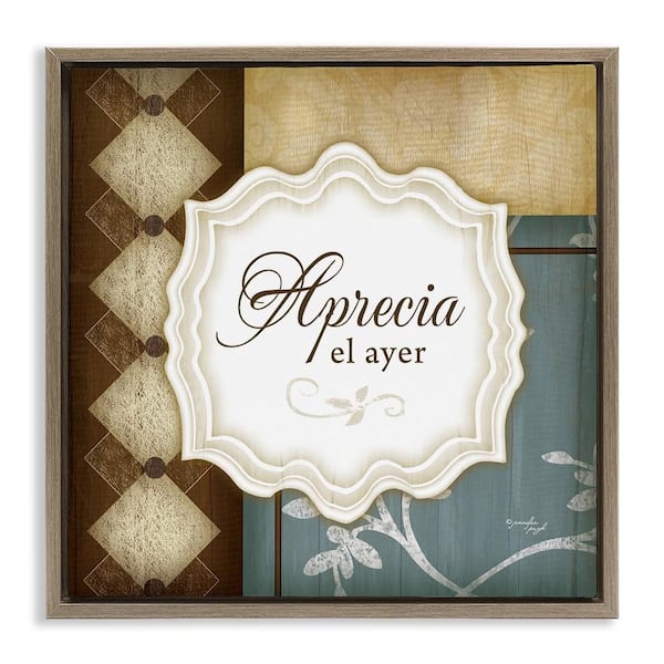 Stupell Industries Appreciate Yesterday by Jennifer Pugh Brown Floater Frame Typography Graphic Art Print 18 in. x 18 in.
