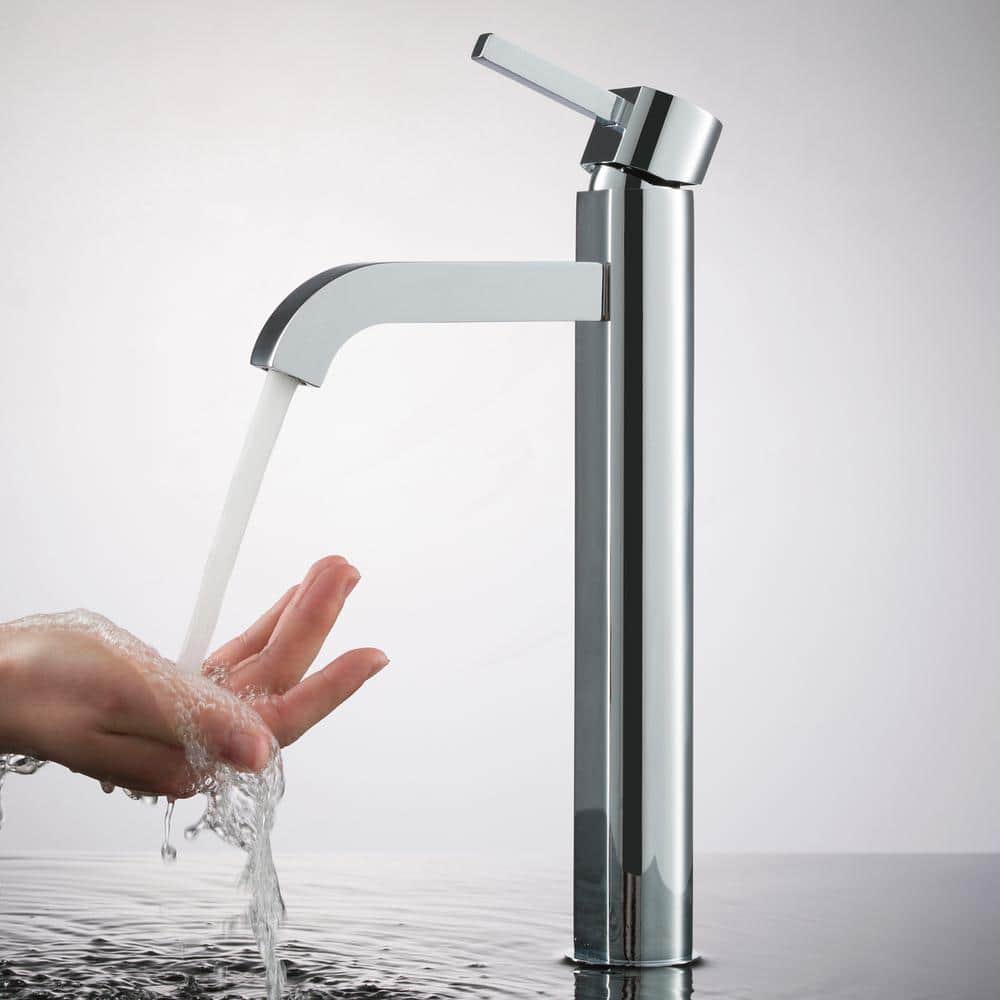 White Ceramic Rectangular Vessel Sink with Chrome Faucet