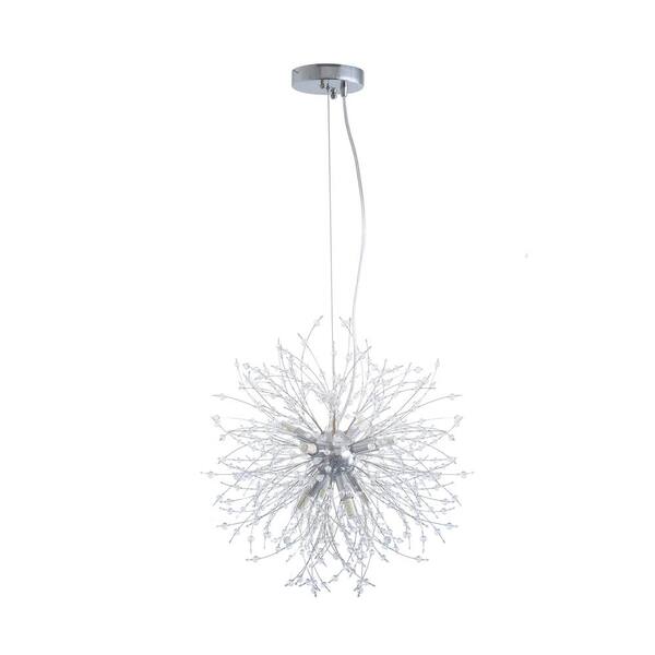 Unbranded 19.6 in. W 8-Light Modern Silver Iron 3 Color Lights Multi-Particle Spherical Crystal Chandelier Dimmable Adjustable