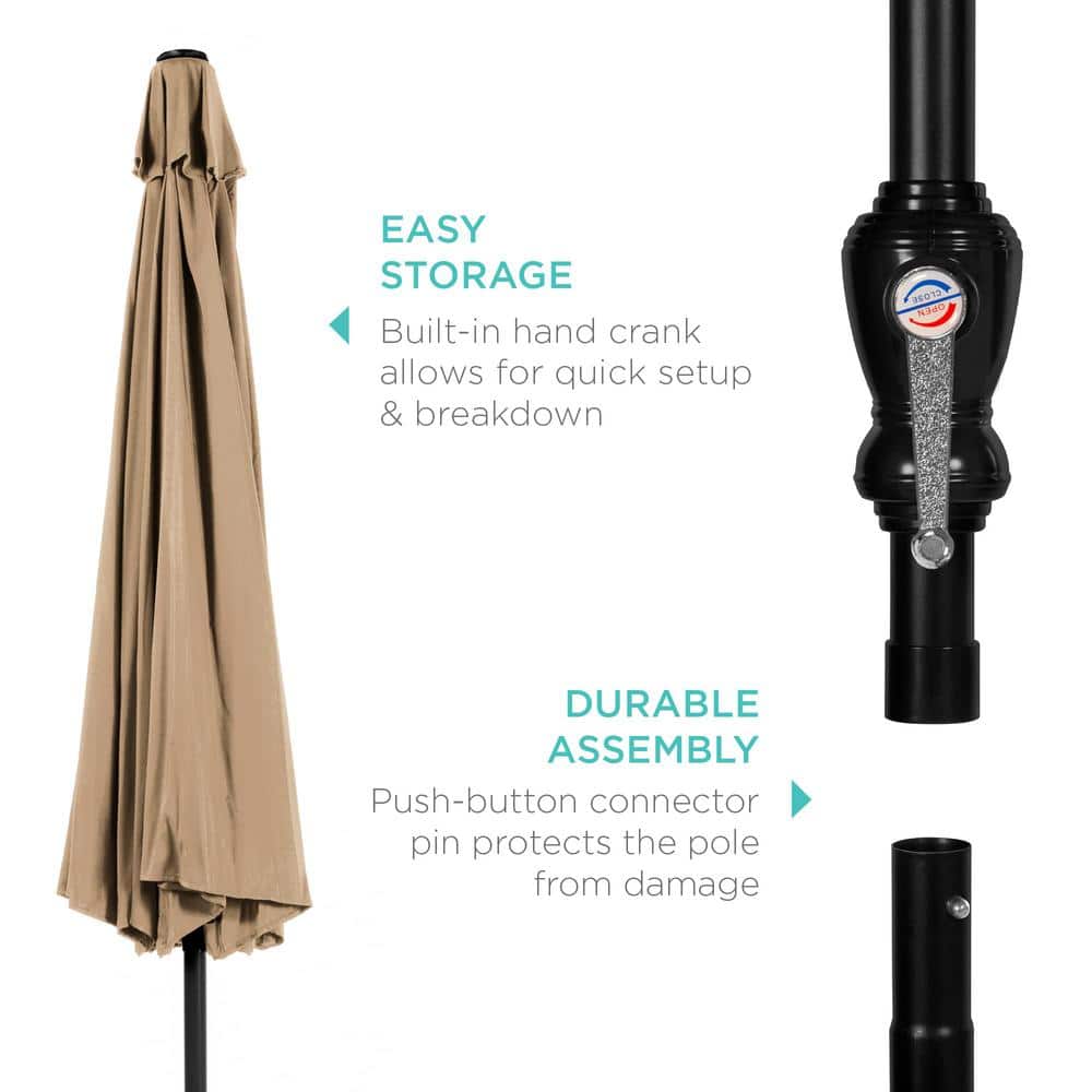 Sunset Bliss 10ft Tan Outdoor Market Patio Umbrella with Steel Frame