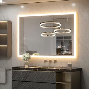 40 in. W x 32 in. H Large Rectangular Frameless LED Light Anti-Fog Acrylic Sensor Wall Bathroom Vanity Mirror
