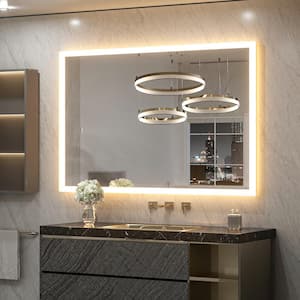 Keonjinn 40 x 32 inch LED Bathroom Mirror with Lights Acrylic Backlit Vanity Mirror Anti-Fog Lighted Bathroom Mirror for Wall CR