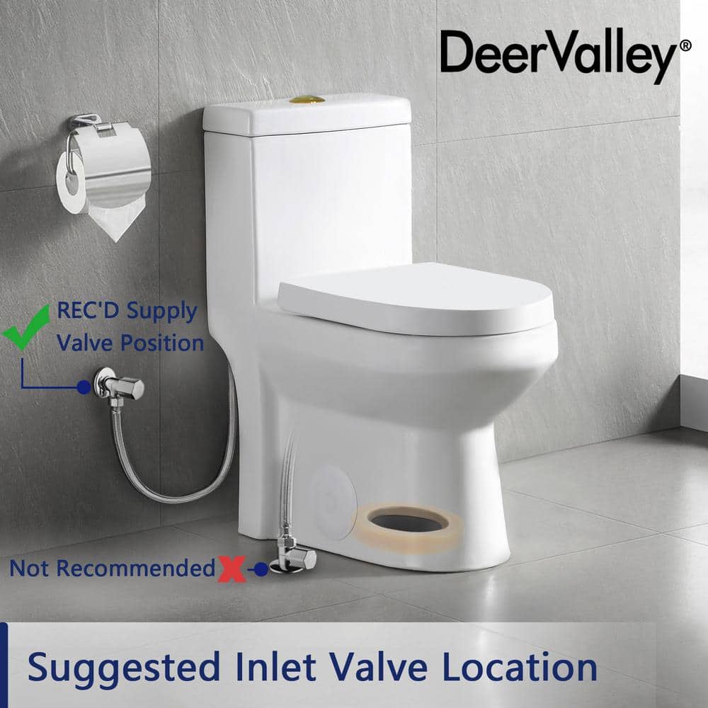 Liberty White and Gold Compact Dual Flush Toilet with Skirted Design