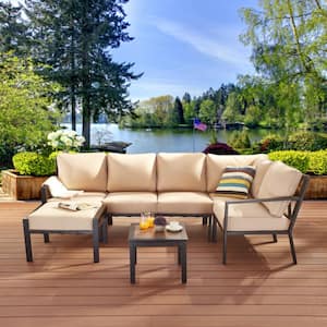 Patio Festival X-Back 5-Piece Metal Patio Conversation Seating Set with ...
