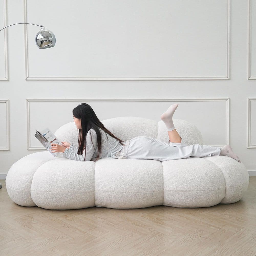 63 in. Armless Boucle Velvet 3 Seater Modular Creative-Cloud Sofa Couch in White price history on PriceWatchPro