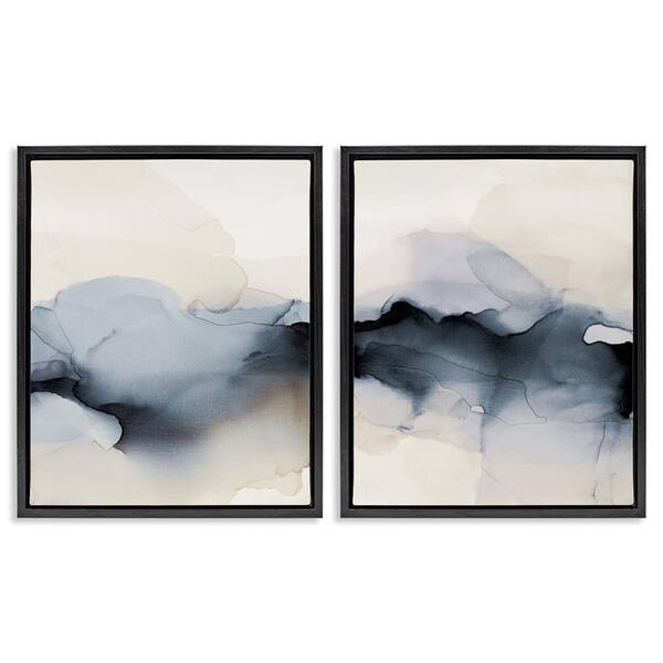Mysterious Obscure Watercolor by Kippi Leonard 2 Piece Black Floater Frame Graphic Art Print Abstract 25 in. x 31 in.