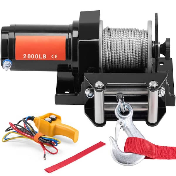 SKYSHALO Electric Winch, 2000 lbs. Line Pull Capacity, 12V DC ATV/UTV Winch with Φ5/32 in. x 39 ft. 7 Strands, IP55 Waterproof
