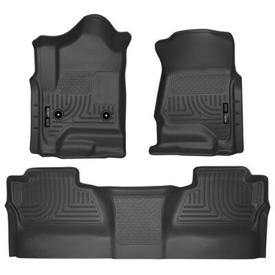 Front & 2nd Seat Floor Liners Fits 14-18 Silverado/Sierra Crew Cab