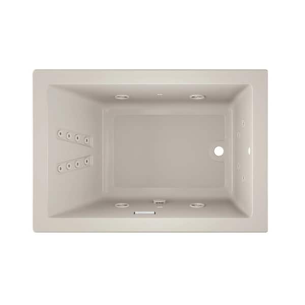 JACUZZI SOLNA 60 in. x 42 in. Rectangular Whirlpool Bathtub with Right Drain in Oyster