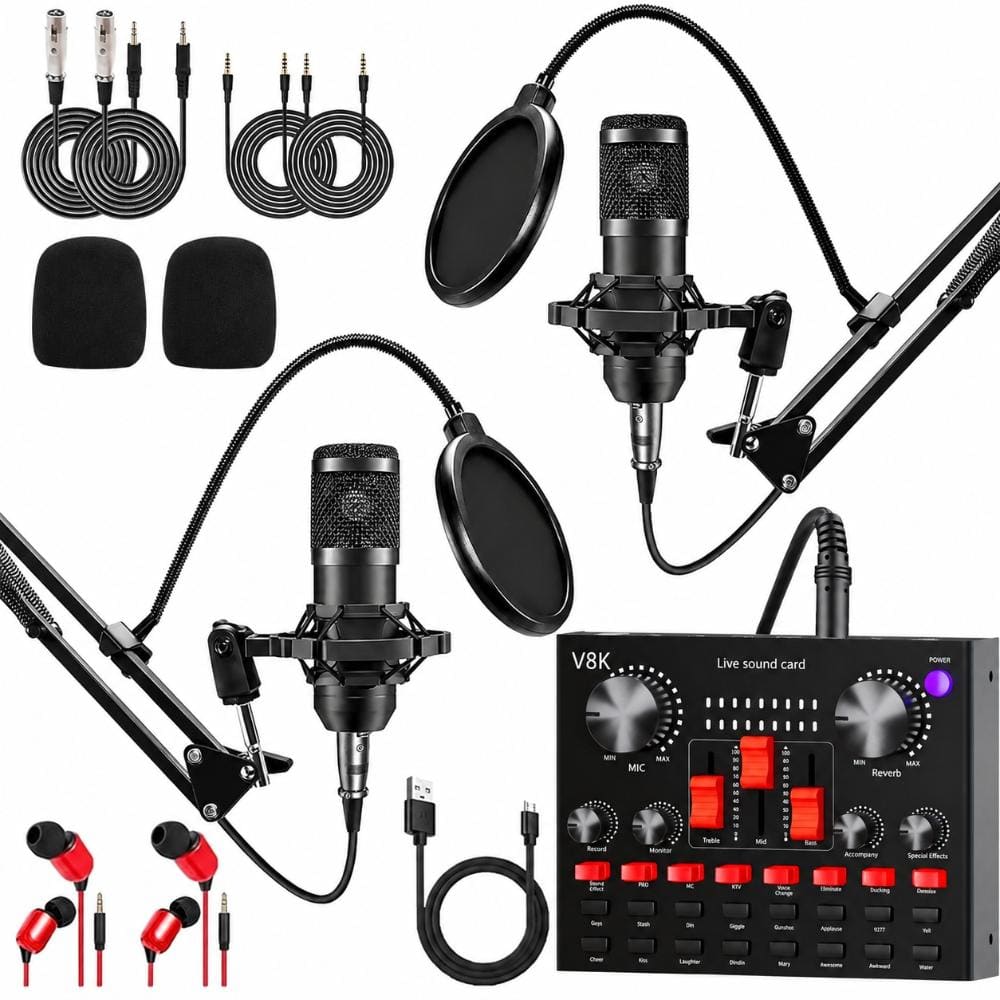 Dual Channel DJ Mixer and Audio Interface Bundle in Black 2 Pack Live Streaming Podcast Mixer