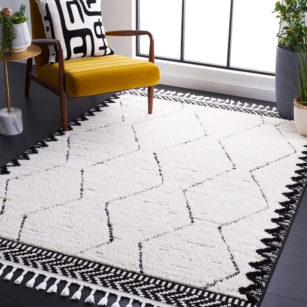 Marrakesh 5 ft. x 8 ft. Ivory/Anthracite Chevron High-Low Area Rug