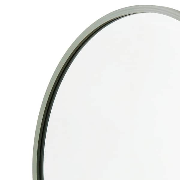 Better Bevel 18 in. W x 18 in. H Rubber Framed Round Bathroom Vanity Mirror in Sage Green
