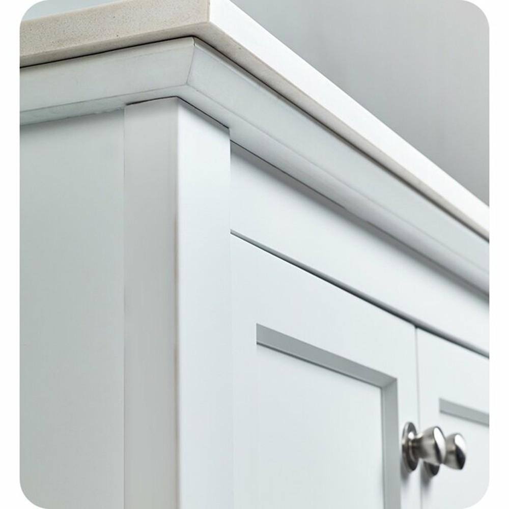 Manchester 42" White Quartz Stone Single Sink Vanity with Open Bottom Shelf