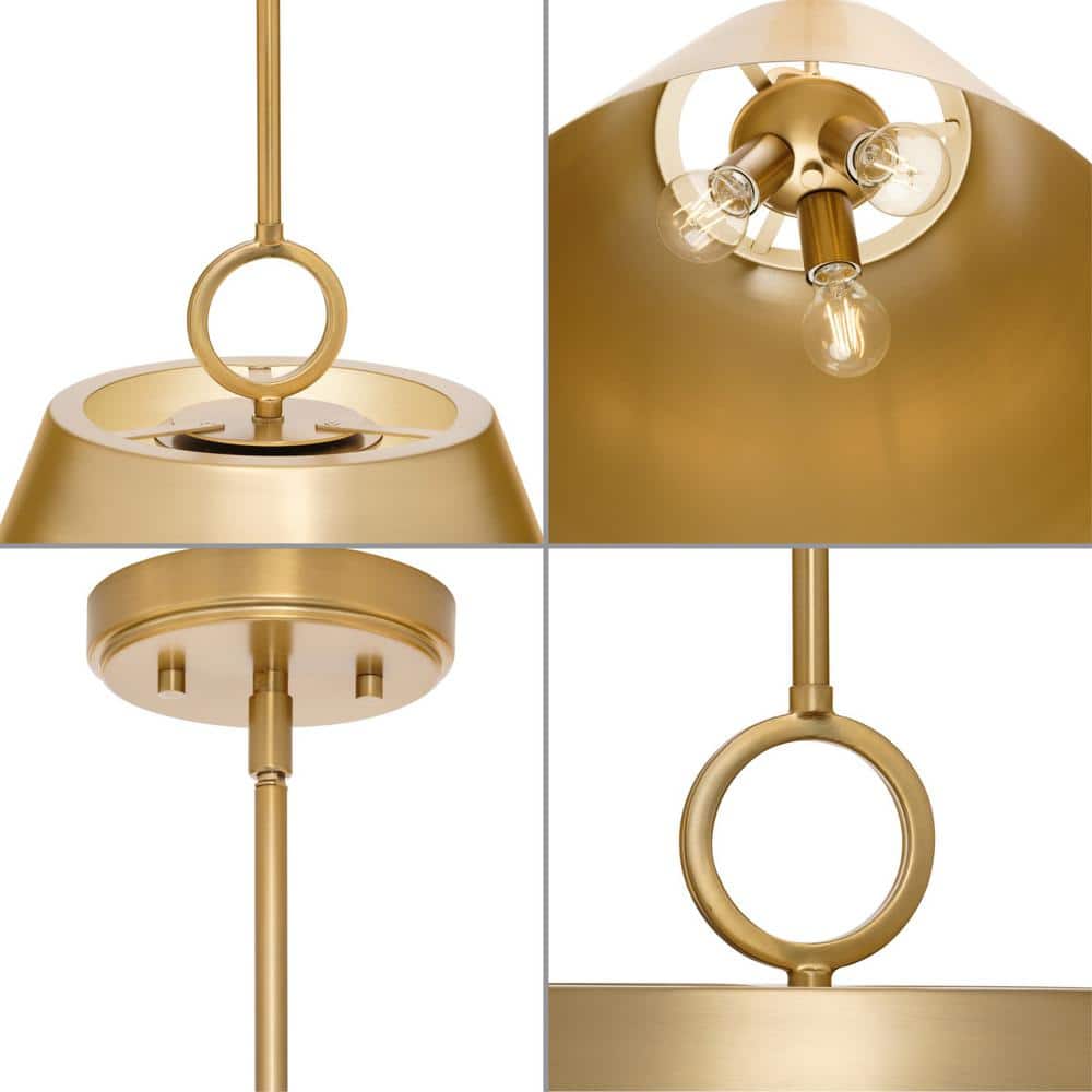 Parkhurst Dome Pendant in Brushed Bronze with Gold-Finished Interior