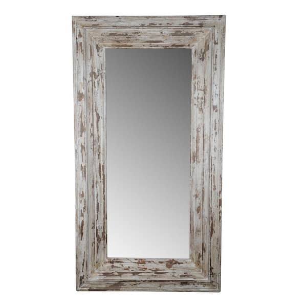 Antique Brown 39 in. W x 75 in. H Decorative Dressing Mirror, Full Length Rectangle Floor Mirror, Distressed Wood Frame
