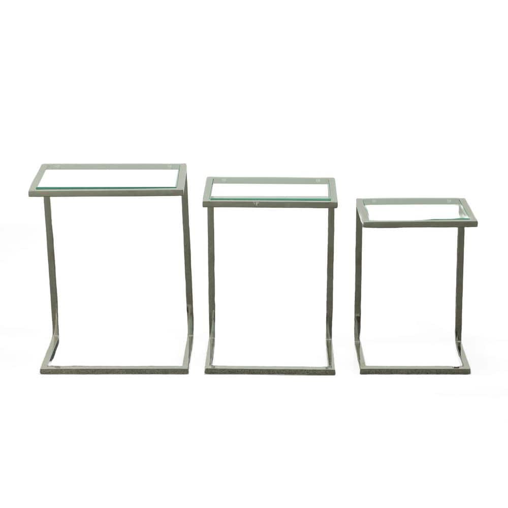 Addison Chrome and Clear Glass Nesting Table Set