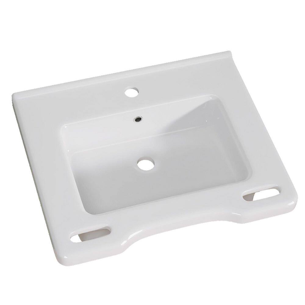 31.5 in. ADA Compliant Ceramic Sink Wall-Hung Accessible Sink for Wheelchair with White Left Drain & Overflow & Handles price history on PriceWatchPro