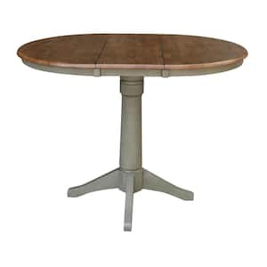 Hickory/Stone 36 in. x 48 in. Solid Wood Dining Counter-height Pedestal Table