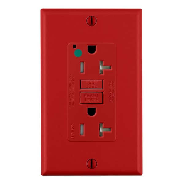 20 Amp SmartlockPro Hospital Grade Extra Heavy Duty Tamper Resistant GFCI Outlet, Red GFTR2-HGR