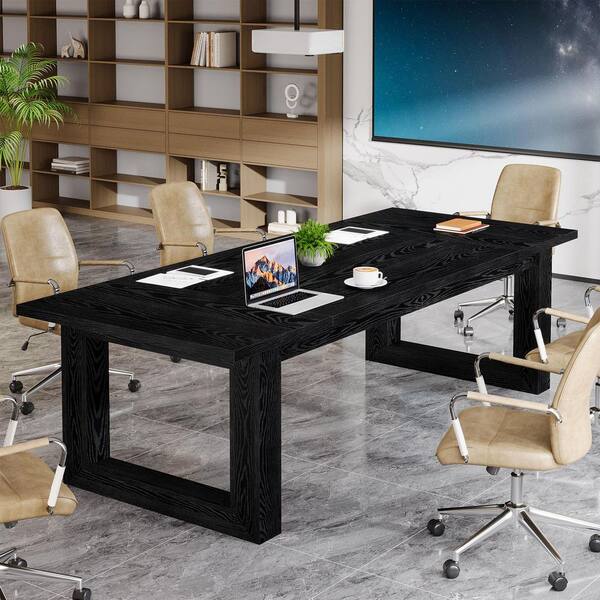 BYBLIGHT Moronia 63 in. Black Wood Computer Desk, Rectangular