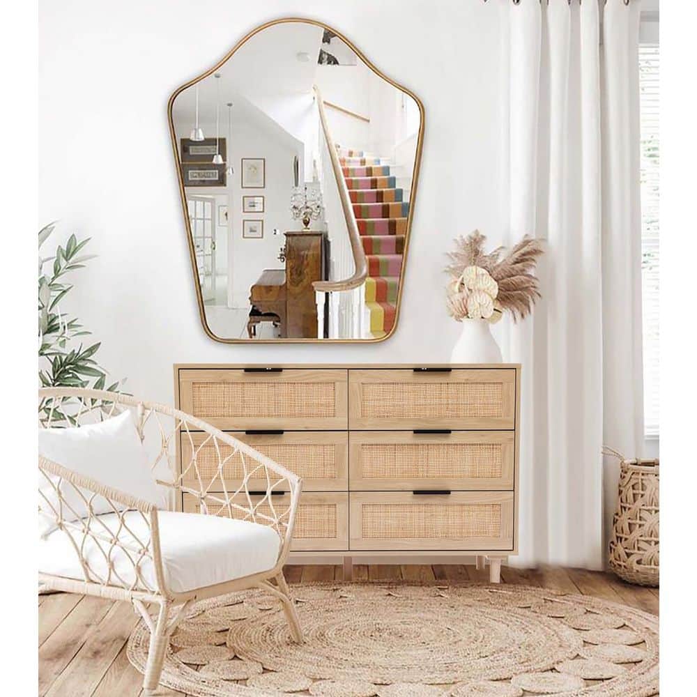 Light Oak Woodgrain Mid-Century Modern 6-Drawer Dresser