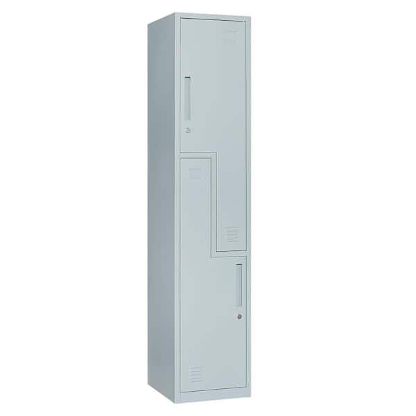 LISSIMO 2-Tier Metal Locker for Home, Dressing Room, 71 in. Steel L-Shape Storage Lockers with 2 Door for Employees