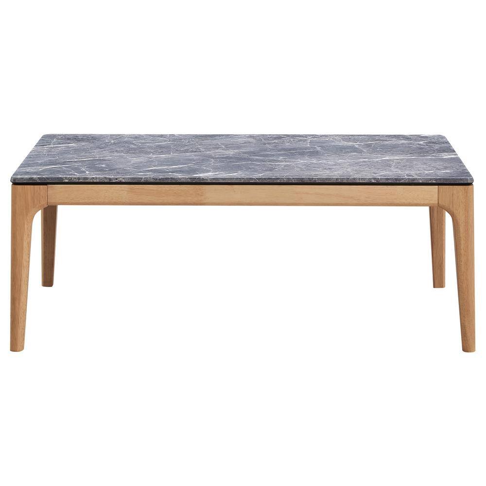 Polaris Rectangular Light Oak Coffee Table with Faux Marble Top