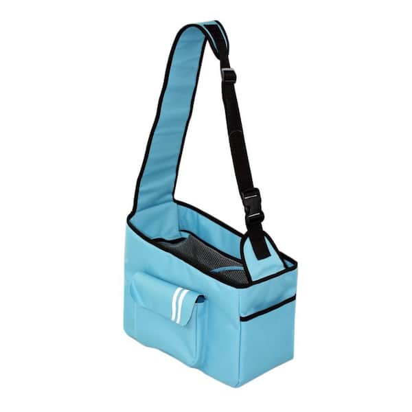 Light blue phone pouch with shoulder strap