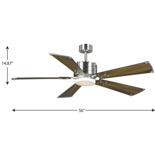 Progress Lighting Glenfalls 56 In 5 Blade Led Reversible Silver Chestnut Ac Motor Transitional Ceiling Fan With Light P250021 009 30 The Home Depot Progress Lighting Glenfalls 56 In 5, Transitional Ceiling Fans