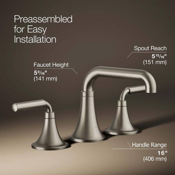 KOHLER Tone 8 in. Widespread Double Handle Bathroom Faucet in Vibrant Brushed Nickel