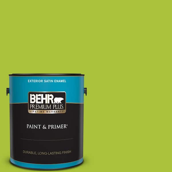 BEHR PREMIUM PLUS 1 gal. #S-G-410 Green Crush Satin Enamel Exterior Paint & Primer