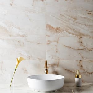 Essential Marble Onyx 4 in. x 0.39 in. Polished Porcelain Tile Sample