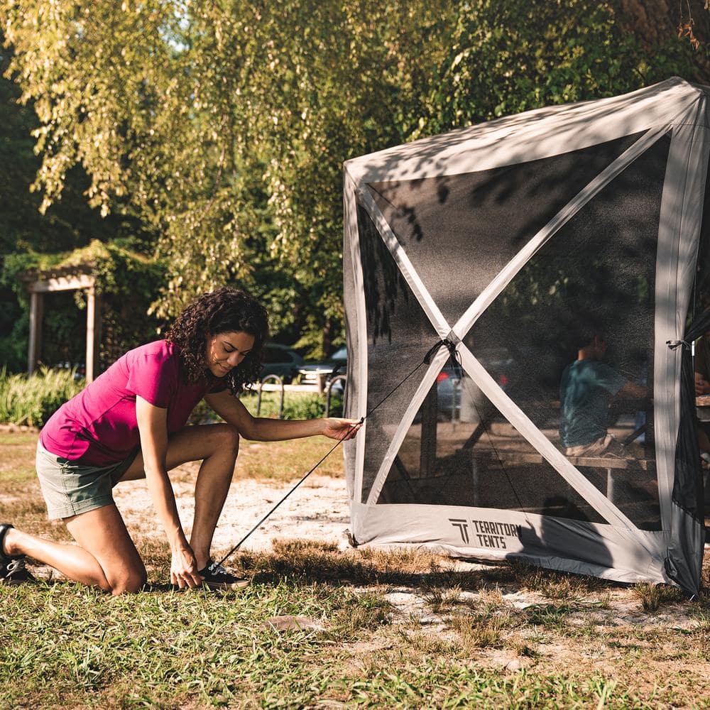 Slate Gray 6-Sided Portable Pop-Up Screen Tent