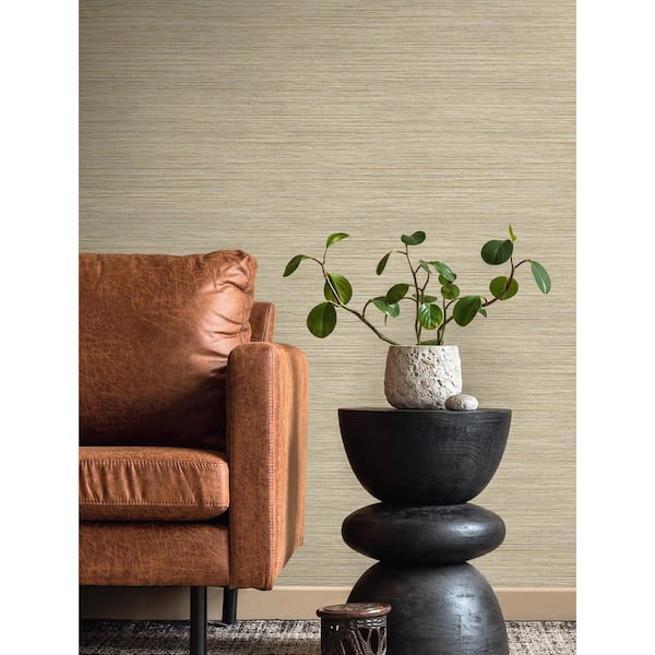 60.75 sq. ft. Sand Newton Sisal Embossed Vinyl Unpasted Wallpaper Roll