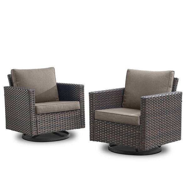 Opohoro U-Weave Metal and Brown Wicker Outdoor Rocking Chair