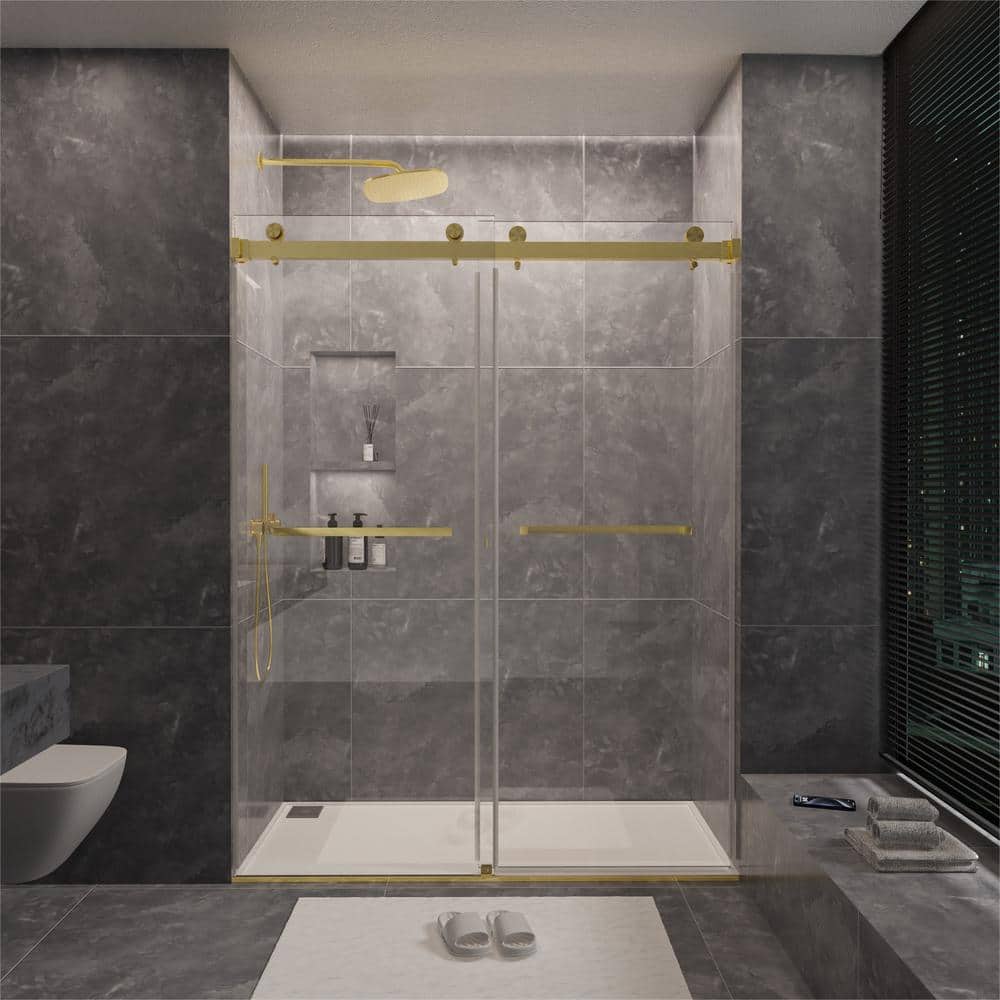 NANAWO 60 in. W x 80 in. H Sliding Frameless Shower Door in