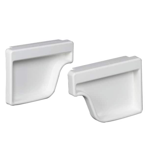 Amerimax Home Products 5 in. White Vinyl K-Style End Cap Set