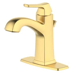 Opera Single Handle 1 or 3 hole Centerset Bathroom Faucet with Drain in Gold