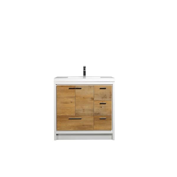 Grace 42 in. Single Sink Natural Oak Bath Vanity with White Acrylic Top (Assembled)