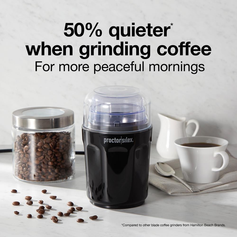 Proctor Silex Black Electric Blade Coffee Grinder with Sound Shield
