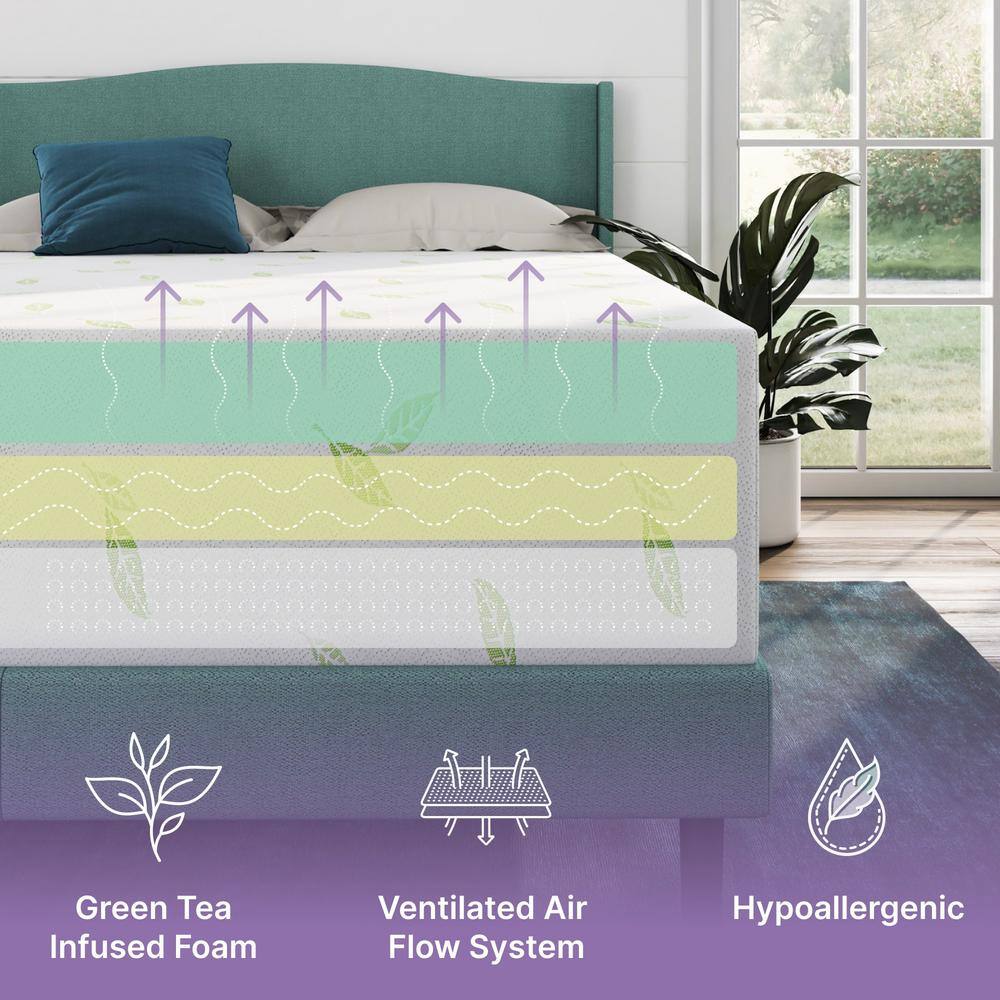 Anula Twin Medium Green Tea Memory Foam 6 in. Mattress - thumbnail 3