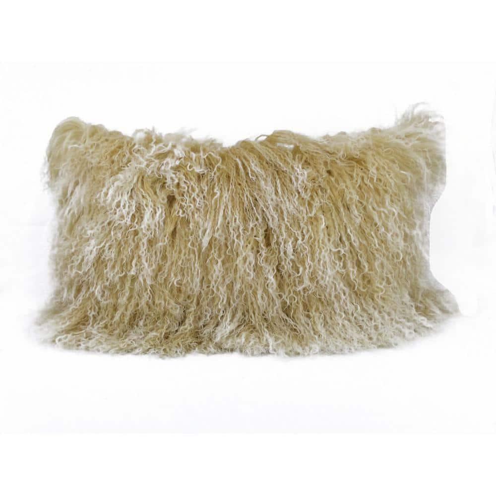 Mongolian Sheepskin Soft Gold 18x18 Throw Pillow - Pillow Decor