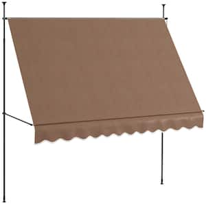 9.8 ft. x 3.9 ft. Coffee Non-Screw Freestanding Patio Sun Shade Shelter with Support Pole Stand and UV Resistant Fabric