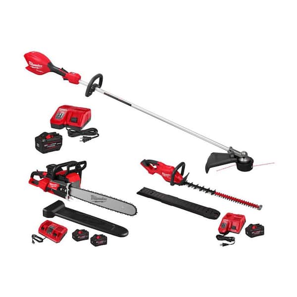 M18 FUEL 18V 16 in. Brushless Cordless Straight Shaft String Trimmer Kit w/ M18 Hedge Trimmer Kit, M18 Chainsaw