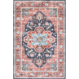 Jay Persian Medallion Machine Washable Red 5 ft. x 8 ft. Area Rug