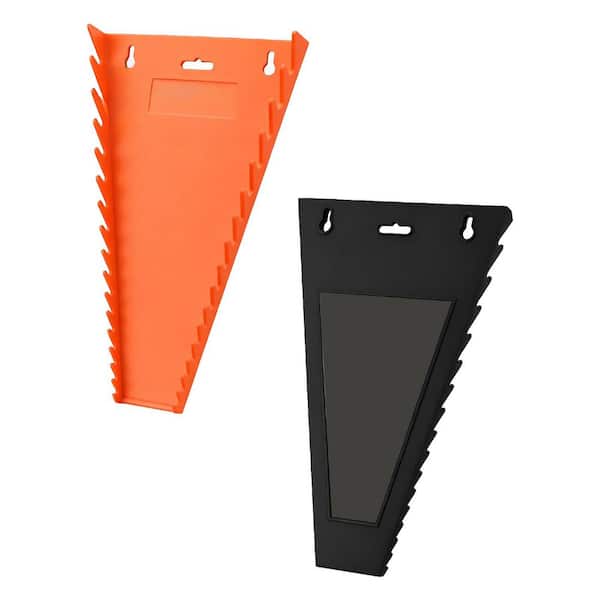 Black and Orange Plastic Magnetic Wrench Organizer Rack Accessory Type 2 Piece for Tool Storage Efficiency