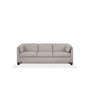 Amelia 81 in. Rolled Arm Leather Rectangle Sofa in Off White