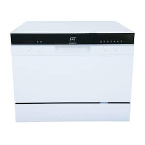 21 in. White LED Portable Countertop 120-Volt Dishwasher with 7 Cycles with 6 Place Settings Capacity