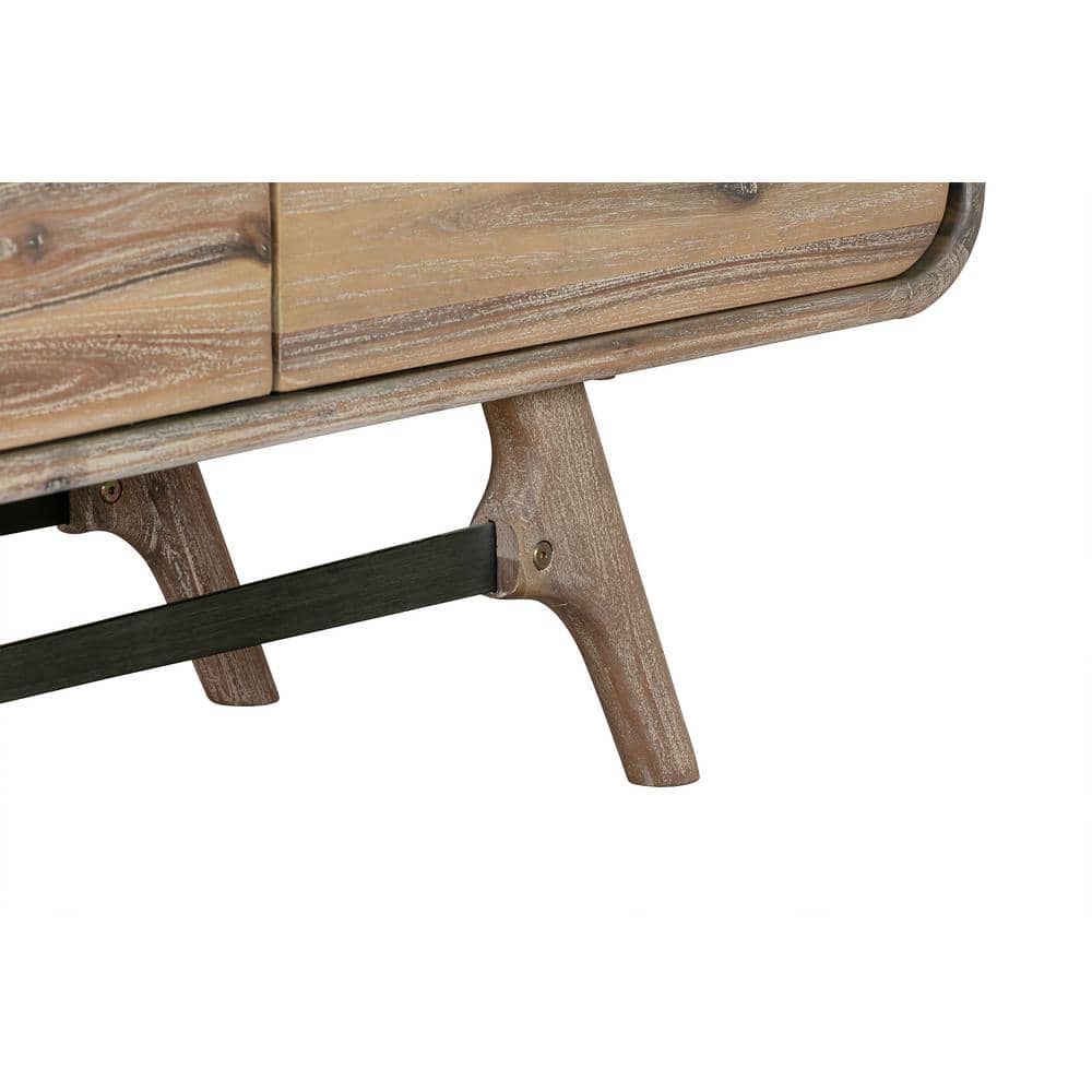 Mid-Century Modern Grey Acacia Wood 3-Drawer Sideboard Buffet