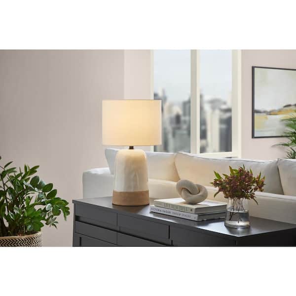 Hampton Bay 20 in. Grey Table Lamp with Mixed White with Ceramic Base
